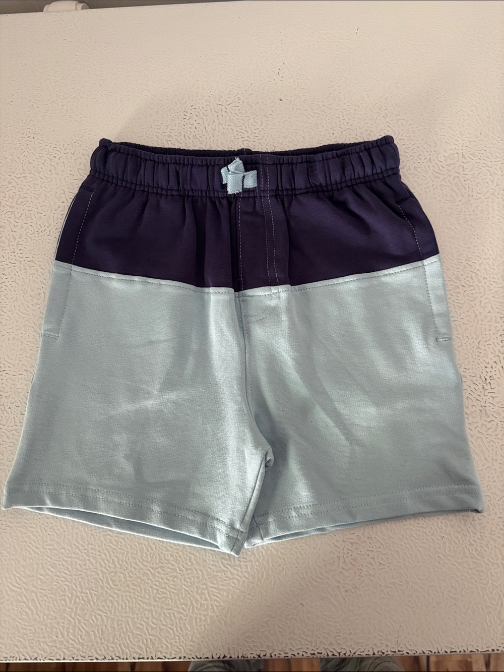 370 - Colorblock Little Boys Shorts in Navy and Light Blue